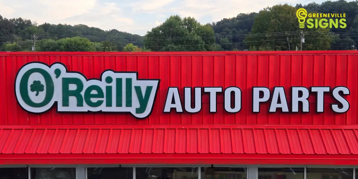 Image of the company O’Reilly Auto Parts custom outdoor signs installed by Greeneville Signs 